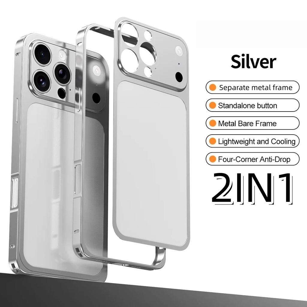 Color Alloy Frame Case For 16 13 15 14 Pro/Pro Max Instant Upgrade 17Pro/Pro Max Large Window Backplane Anti-Drop Cover