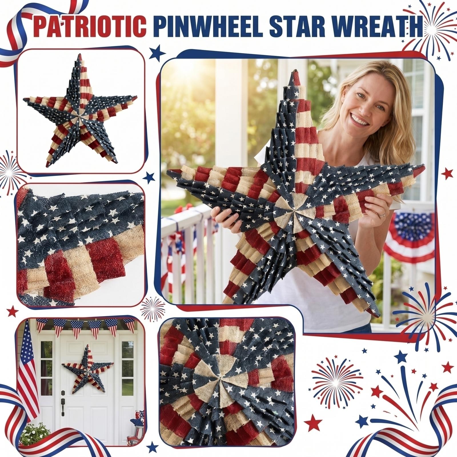Independence Day Outdoor Star Wreath Decoration One Size
