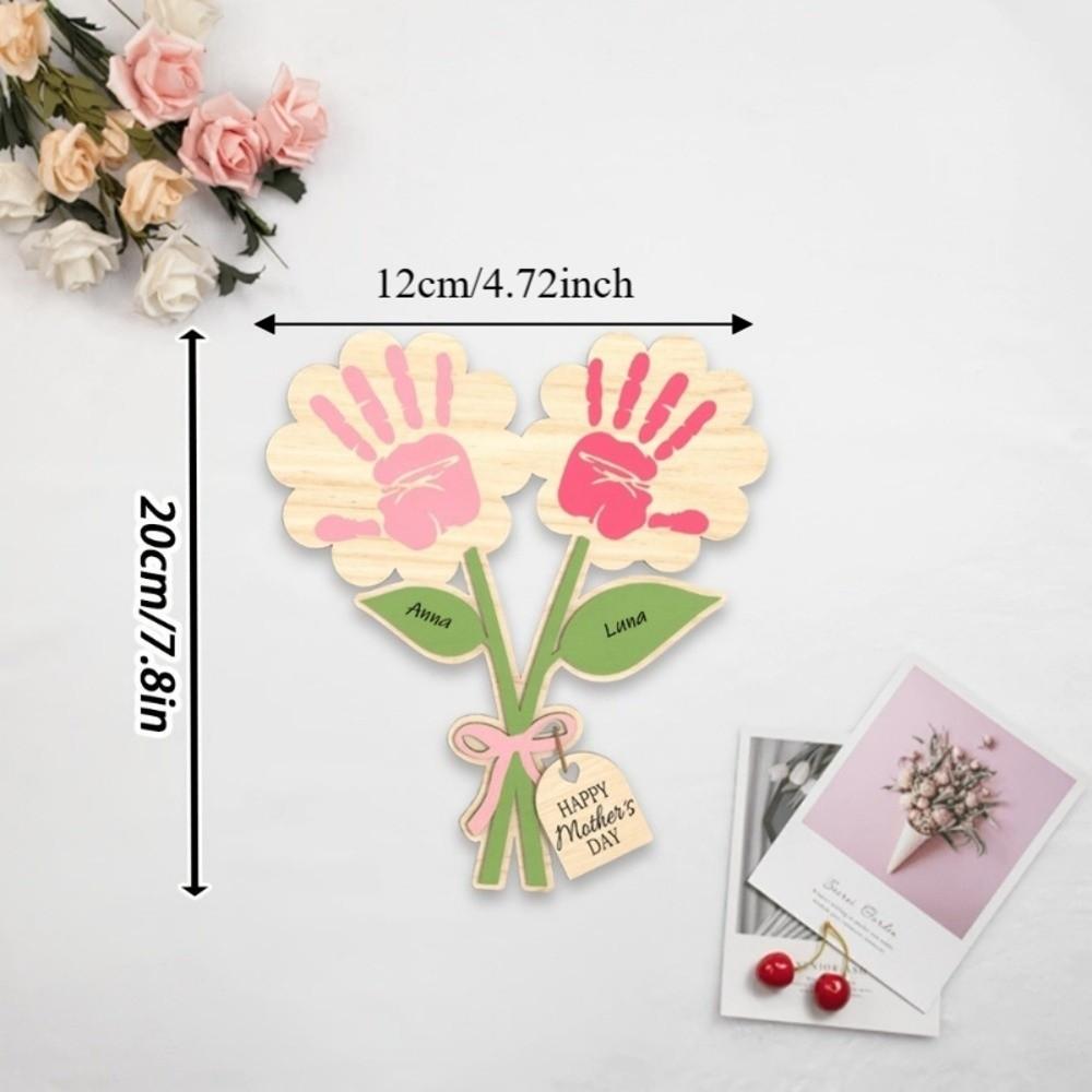 Hand Painted Mother's Day Plaque Decoration Ornament Flower Table Decor Mom Gifts Wooden Flower Craft Spring Decoration