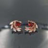 Rose Gold Phoenix Tail Stud Earrings Women's Exquisite Small High-end Earrings Fashion Versatile Earrings