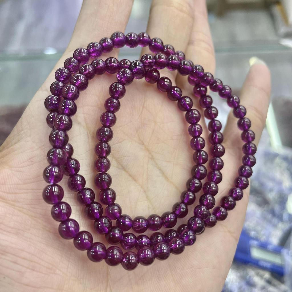 Jewelry Natural Crystal Bracelet Women'S 7A Grade Positive Purple Ice Body Brazilian Purple Teeth Black Bracelet Three Circles Rich Color