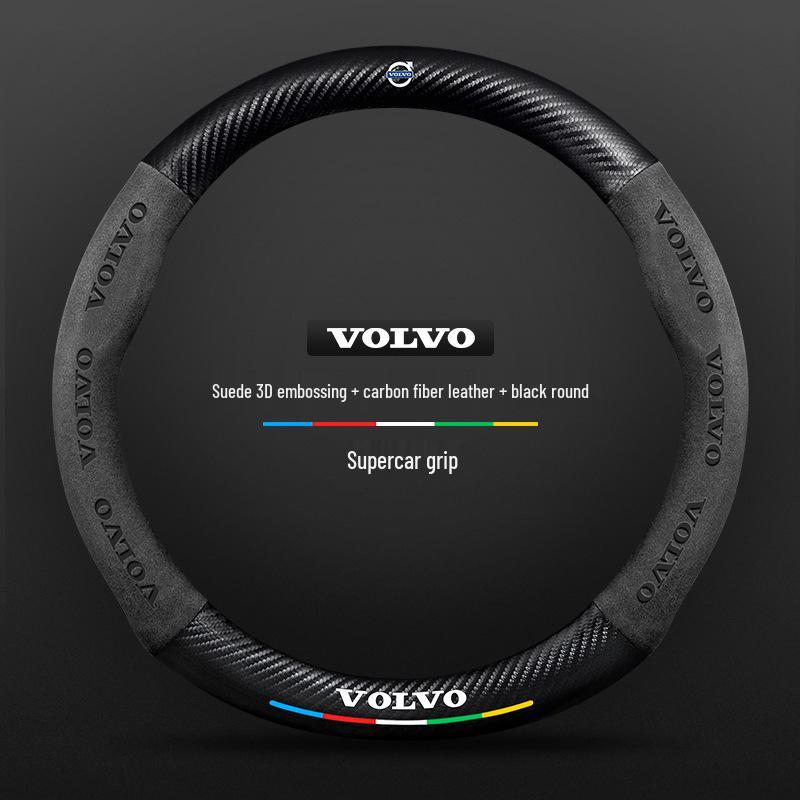 Suede Carbon Fiber Steering Wheel Cover for Volvo XC60, XC90, S90, S60, XC40, S40