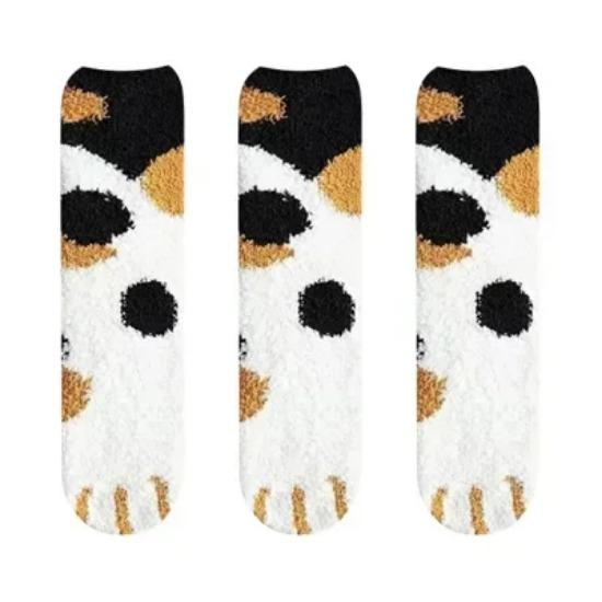 3 Pairs Womens Cats Paw Stripe 3d Socks Kawaii Fun Thick Girls Cartoon Animal Fingers Sock Hosiery Toe Zebra/Tiger/Cat Foot Sox