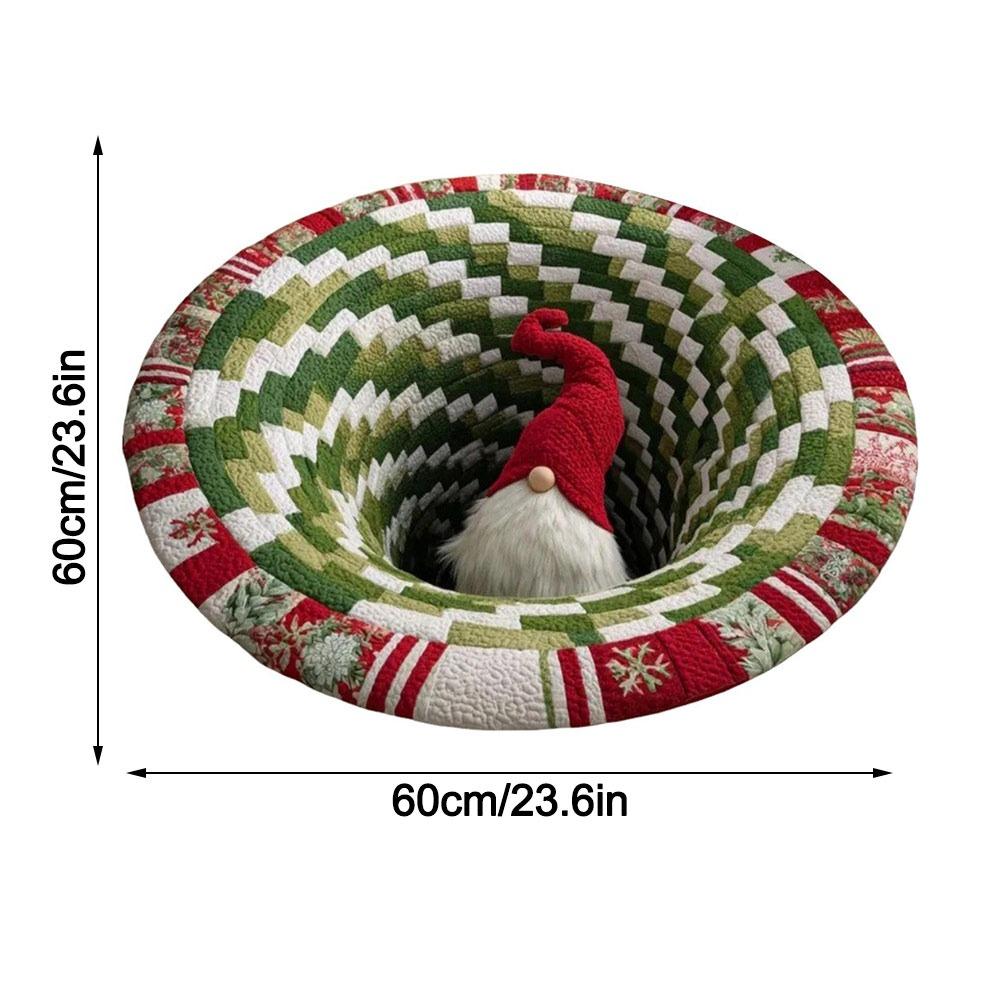 Crystal Velvet Christmas Round Carpet Red 3D Special-shaped Christmas Tree Base Mat Atmosphere Decoration Anti-Slip