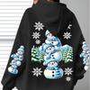 Plus Size - Plus Size - Hooded Sweatshirt with Long Sleeves Featuring a Snowman Print, Stylish And Available in Plus Sizes