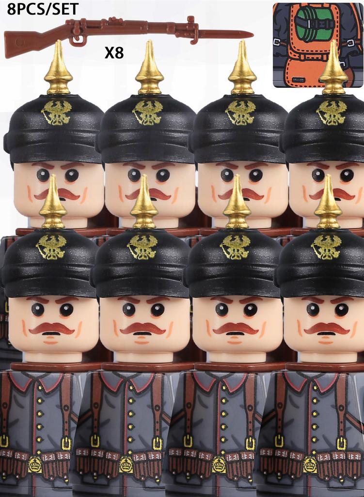 I. világháborús német porosz katona figurák építőkockák katonai USA amerikai polgárháborús gyalogság Poroszország hadsereg fegyverek fegyver kockák játék