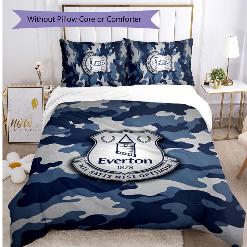 Everton Football Printed 3 Pieces Bedding Set, Comfortable Skin Friendly Bedroom Duvet Cover Set