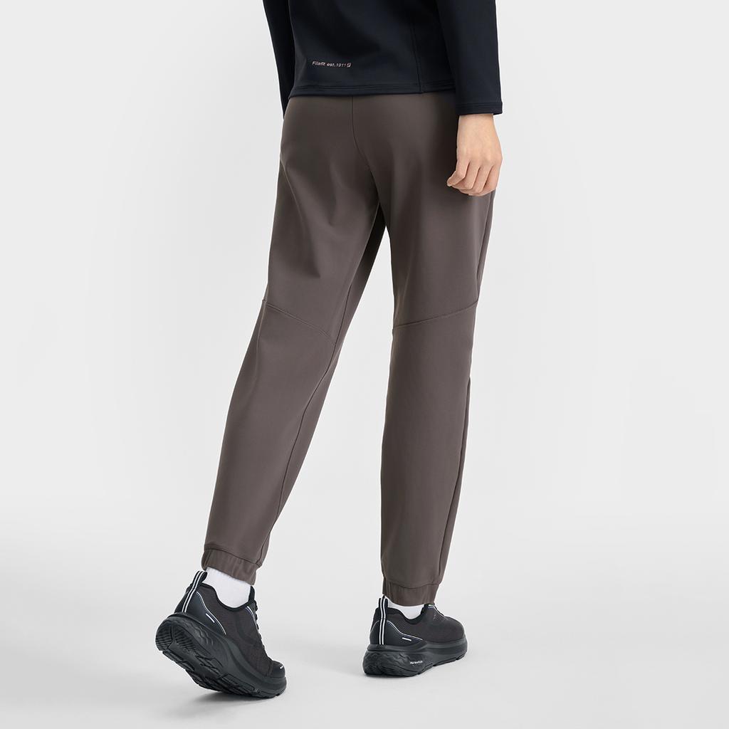 FILA A.P. Series Lace-Up Solid Color Cuffed High-Stretch Knitted Sports Pants Women bottoms Copper-Gray A11W511610F-DY