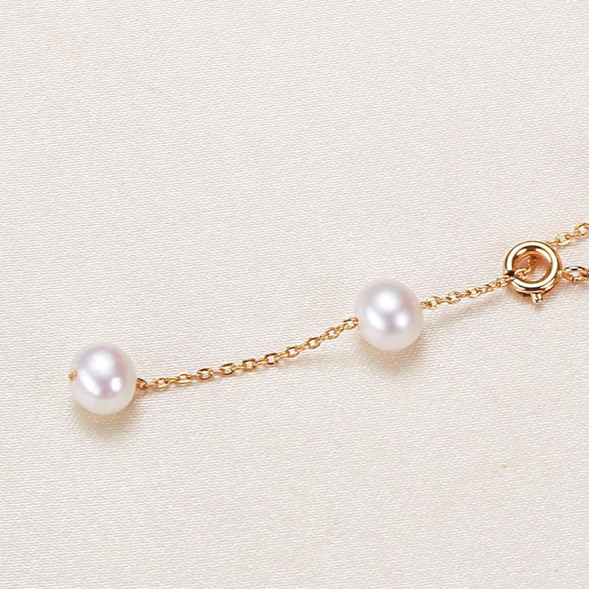 Halskette aus 18 Karat Gold mit natürlichen Süßwasserperlen, einfacher Modeschmuck für Frauen, 50 cm lange Ketten
