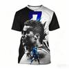 Sommer Kurzarm Portrait Fußball T-Shirt Herren Sport Lässig Outdoor Tägliches T-Shirt Modisch Bequem Locker Weich Atmungsaktiv T-Shirt