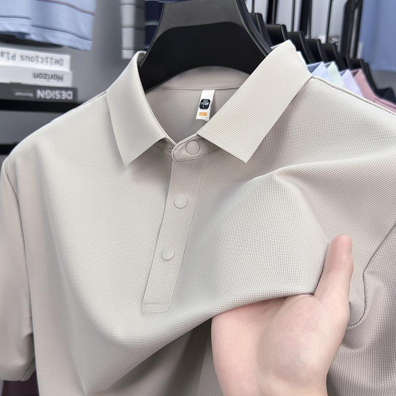 Lapel Collar Short Sleevepolo7 ABusiness Loose Fit T-Shirt