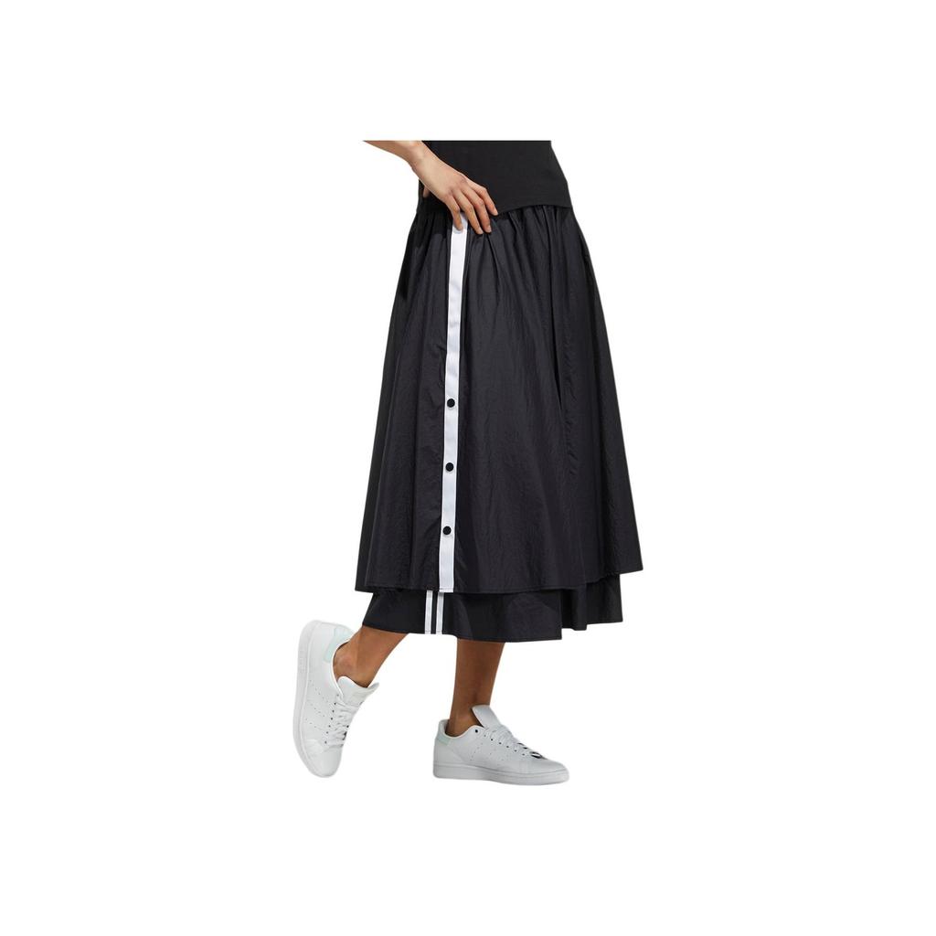 Adidas Оригінали Adibreak Тафта З підкладкою Бічні кнопки Вільна Спортивна midi-спідниця Жіночі спідниці Чорний HC6566