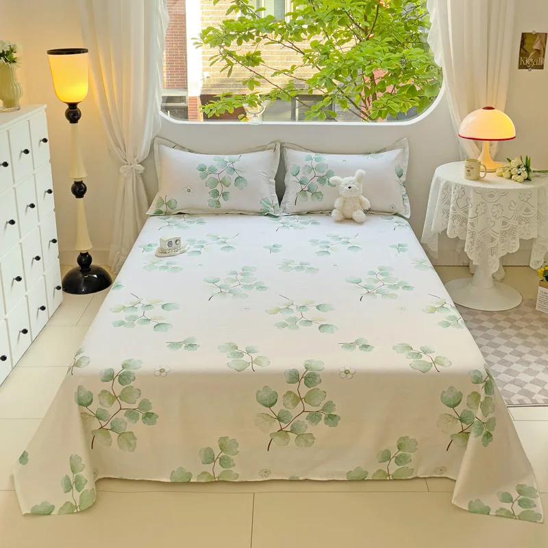 Pink Floral Bed Sheet Set Soft Cotton 4 Pieces Queen Botanical Bed Set, 8 Inch Deep Pocket Fitted Sheet, Flat Sheet, Pillowcases