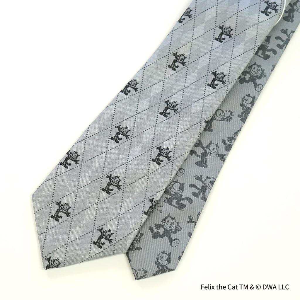 [Felix] The Cat  Character Tie (Argyle Pattern) UND49167 Silver