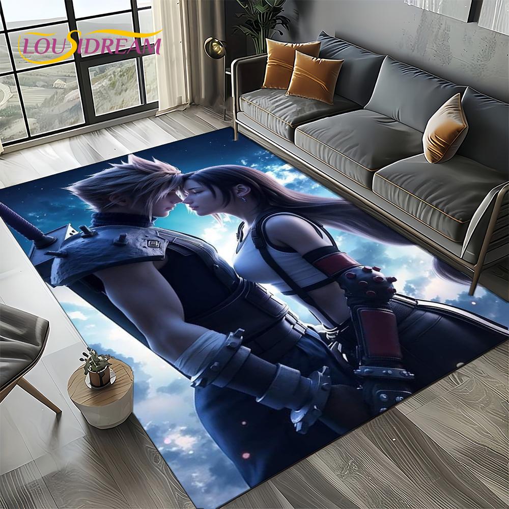 New Style Final Fantasy Games Cloud Tifa Aerith Carpet Rug for Living Room Bedroom Home Sofa,Kids Play Non-slip Floor Mat