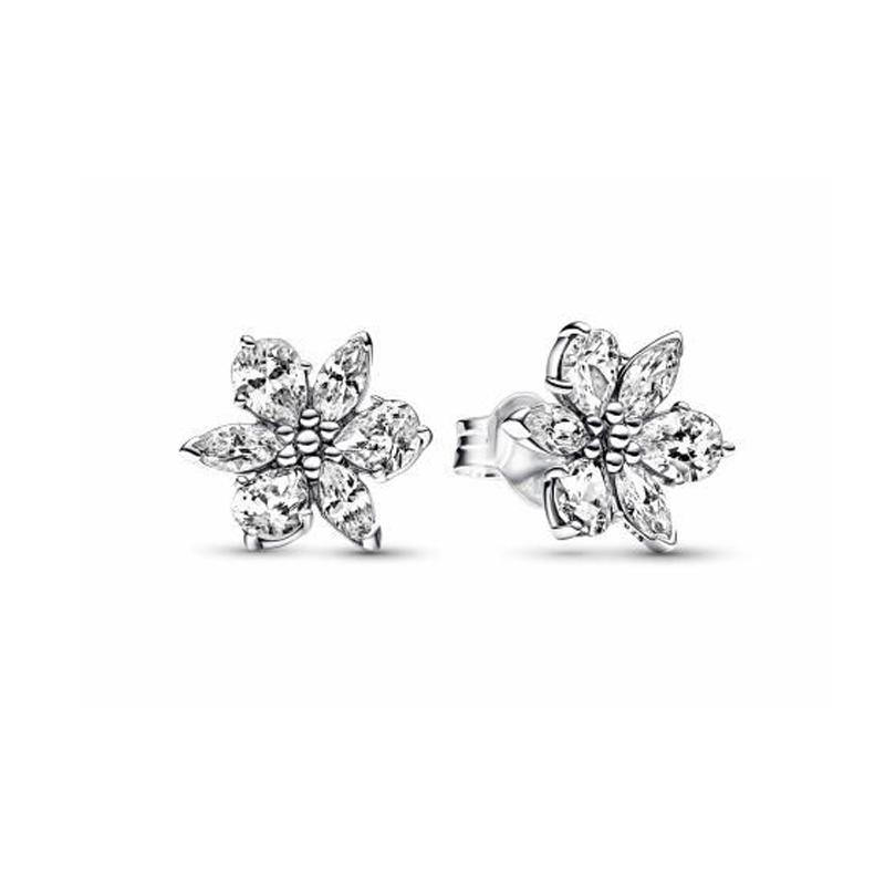 Pandora True Timeless Series Sparkling Snowflakes 925 Silver Stud Earrings Women s Silver 292633C01