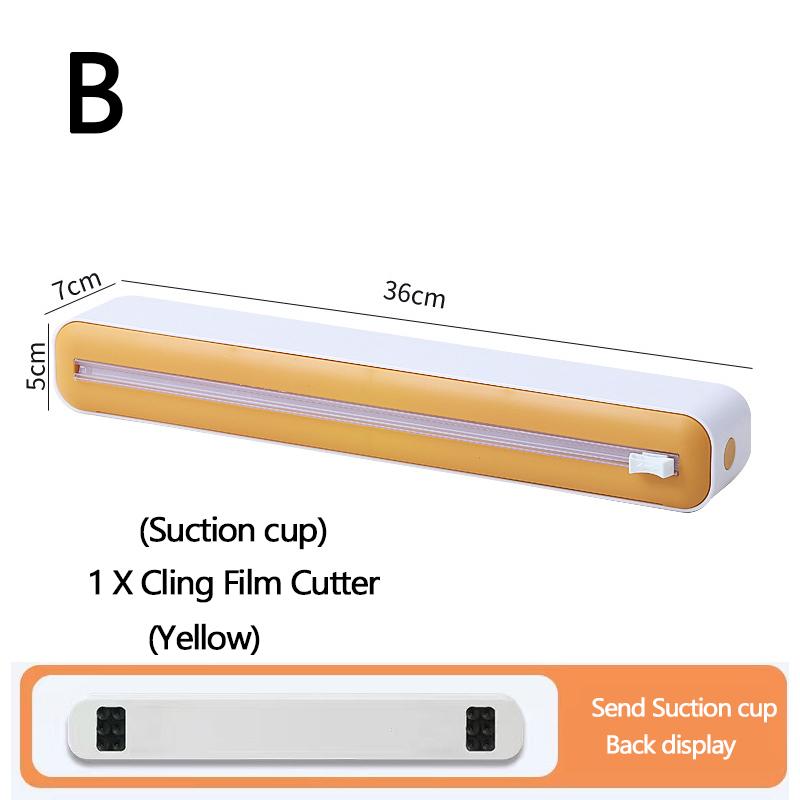 Plastic Wrap Dispenser with Slide Cutter Reusable Food Wrap Cutter Household Cling Film Cutter Refillable Cling Film Dispenser