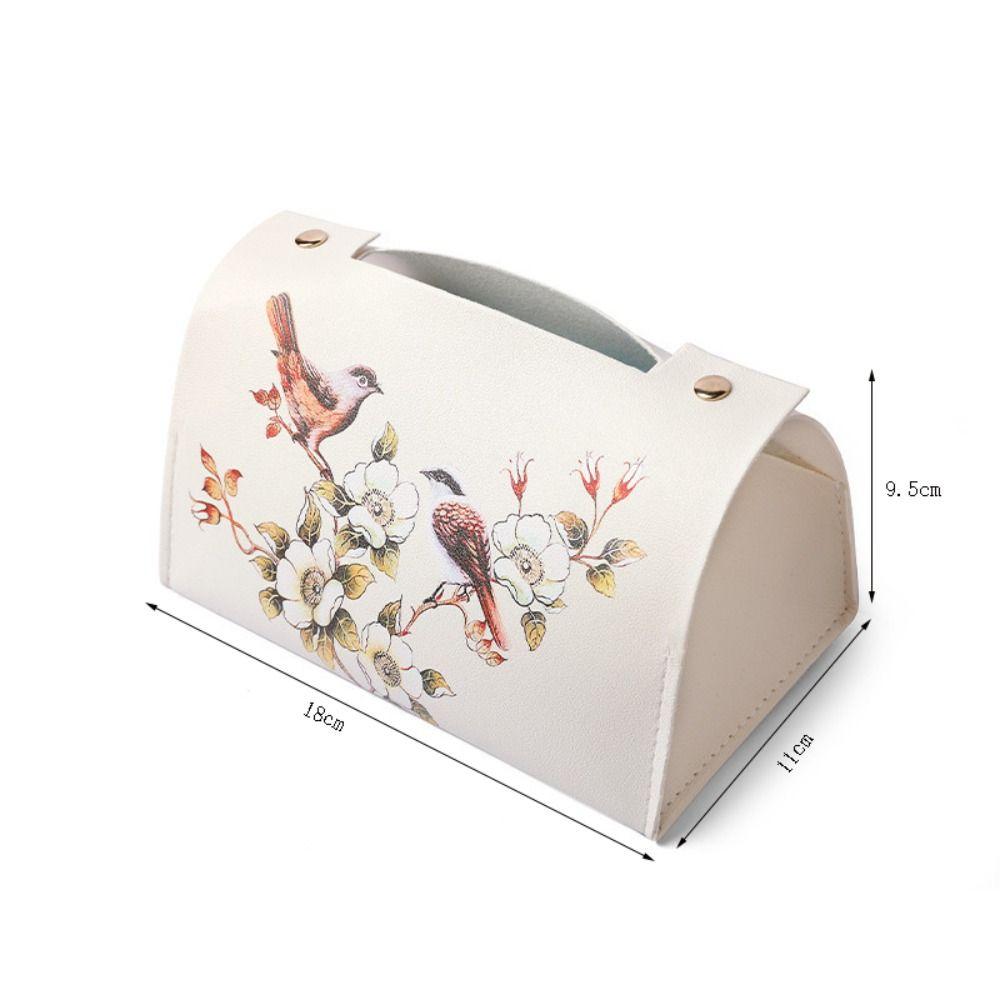 Elegante Portarrollos de Papel Estilo Chino Caja de Pañuelos de Cuero PU Estampado Dispensador de Pañuelos a Prueba de Polvo e Impermeable para Oficina en Casa