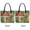  Forest Mushroom Print Canvas Tote Bag Aesthetic Casual Portable Daily Carry Handbag for Outdoor Shopping Travel