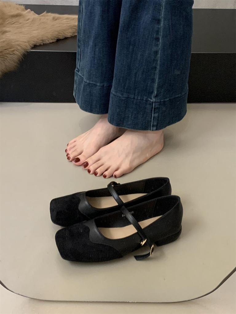Slip on Casual Loafers Mules Elegant Summer Square Toe Chunky Low Heel Shallow Office Lady Pumps Shoes Comfortable Women's Dress