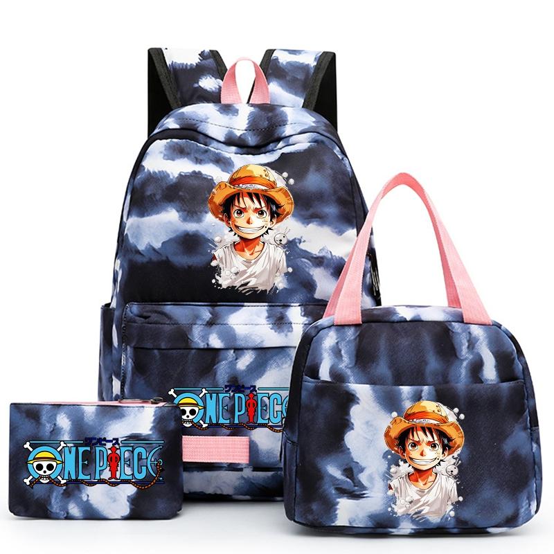 3Pcs/set Anime One Piece Backpack for Girls Boys Back To Schoolbag with Lunch Bag Student Bookbag Men Women Travel Bag Mochil