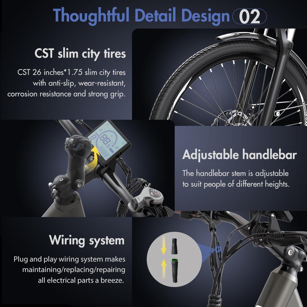 E-Bike FAFREES 26" 250W Motor 36V 14.5AH Max. Reichweite 110Km Zuladung 150Kg 7 Gänge F26 Pro