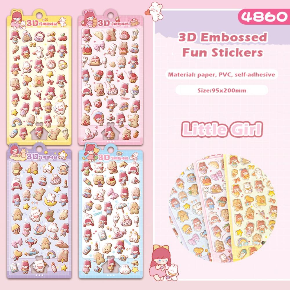 4pcs/Set Capybara 3D Drop Relief Sticker DIY Scrapbooking Journaling Crystal Stickers