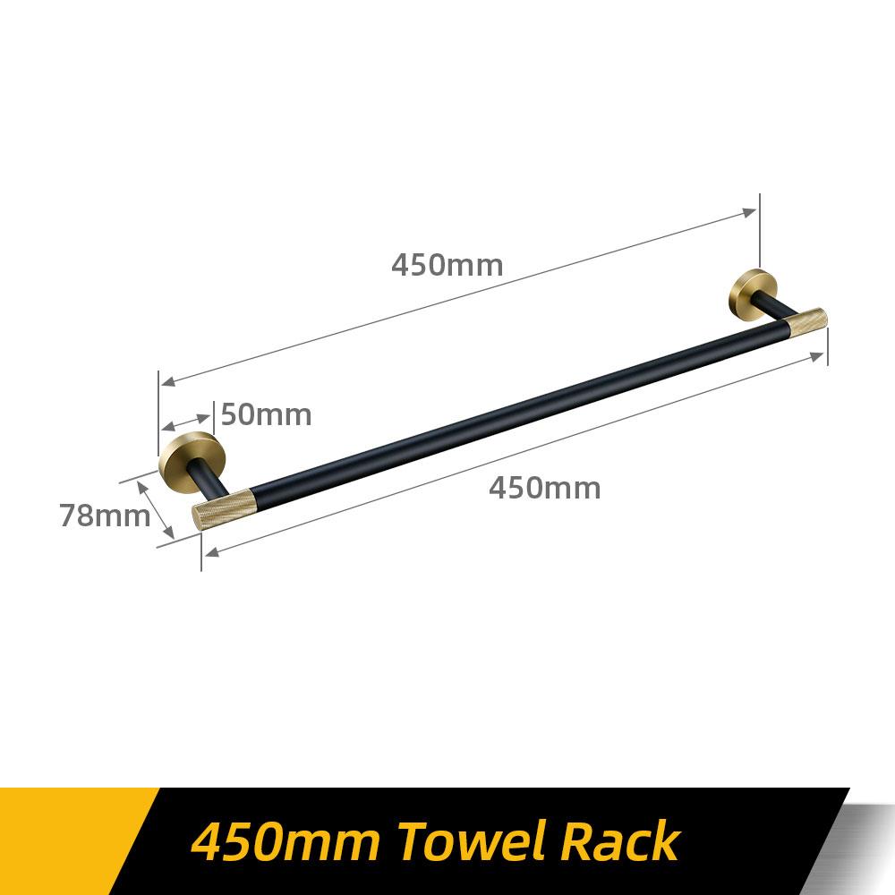 Towel Rack Wall Mounted Towel Rack Brushed Gold Paper Holder& Matte Black Hook Knurled and Combined Colors Toilet Brush Holder