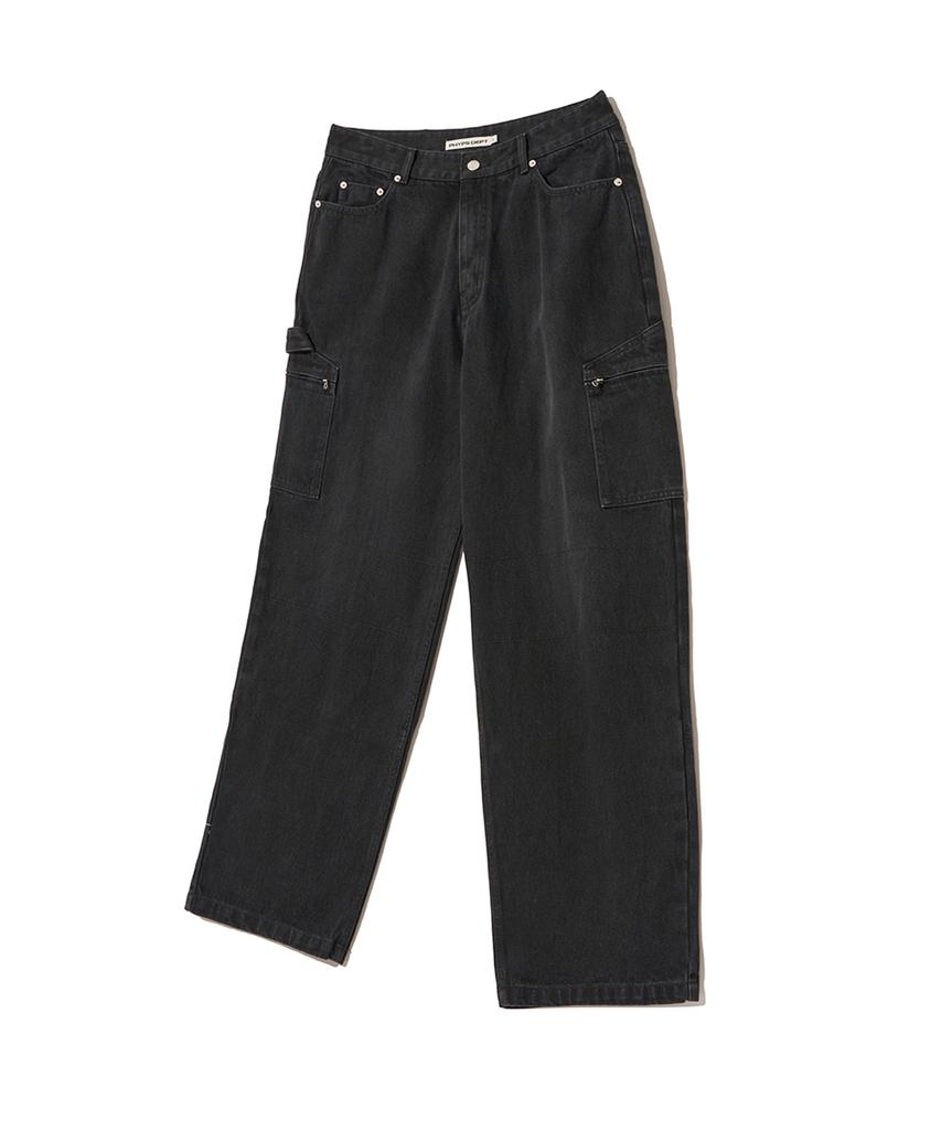 PHYSICAL DEPARTMENT Carpenter Zipper Cargo Denim Pants_Black