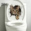 Bathroom Toilet Decals 3D Realistic Cat Sticker Waterproof PVC Lid Decal Removable Funny Kitten Seat Art Self-adhesive Sticker for Home Wall