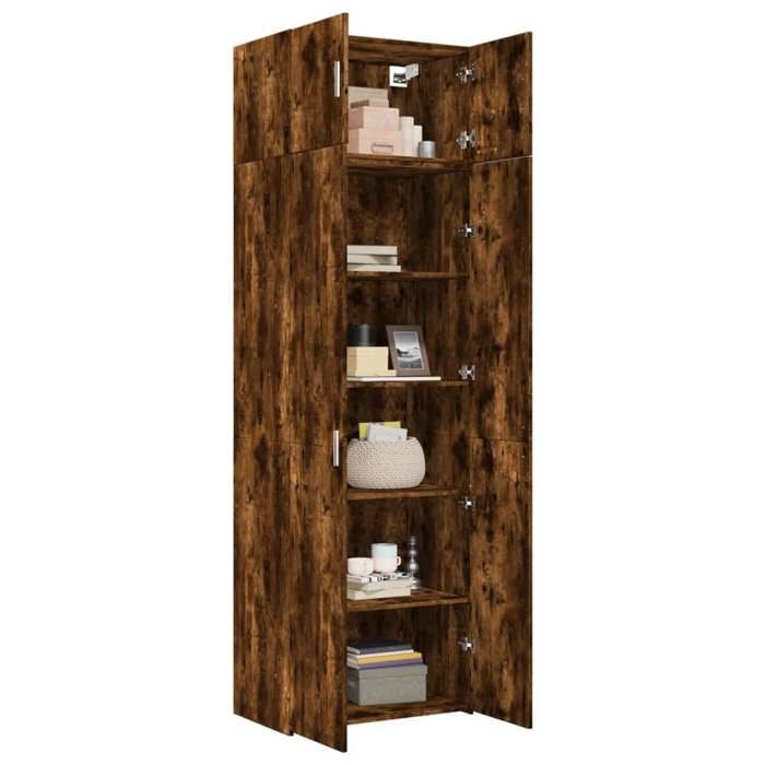 VidaXL Armoire de rangement chêne fumé 70x42,5x225cm bois d'ingénierie, armoire de rangement de salle de bain, unité de 3281326
