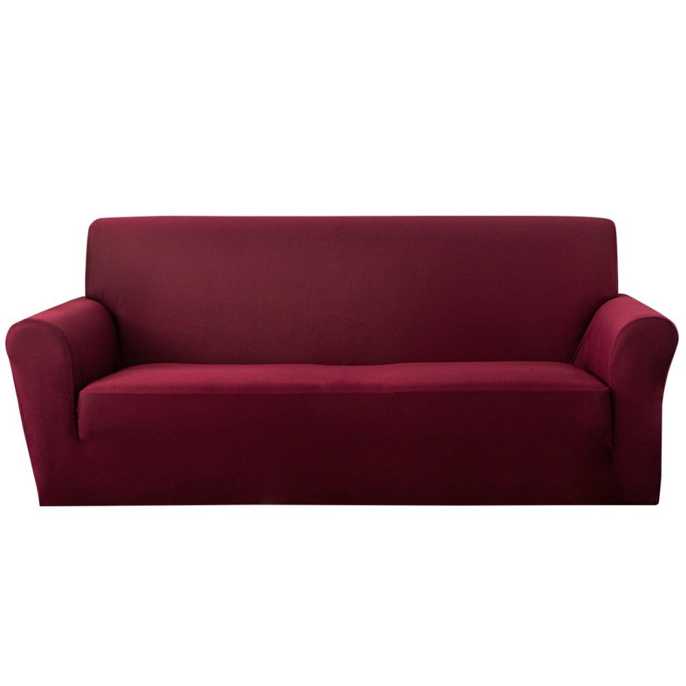 Elastic Milk Silk Sofa Cover Full Protection Solid Color Stretchable Couch Slipcover