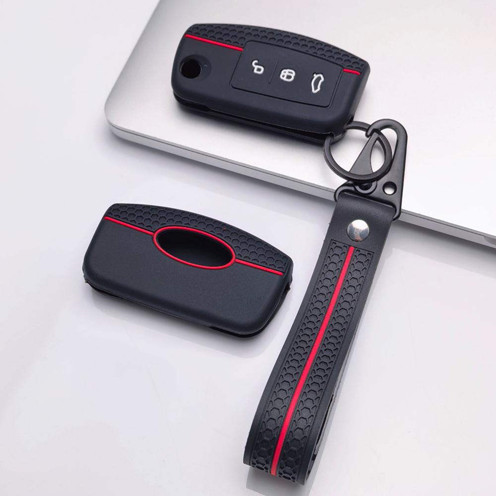 Silicone Key Cover keychain for Ford 3 Button Flip Key Anti-Scratch Protective, Fits Ford Focus Mondeo Fiesta C-Max Galaxy Kuga Anti-Scratch Against