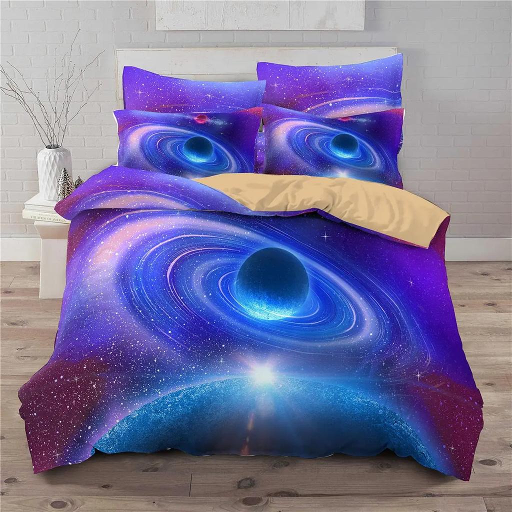 Planetary Soft Duvet Cover Set for Adult Peoples,Tens,Premium 3D Printed Mysterious Earth Planetary Beding Sets Warm Comforter Cover Ful Sized