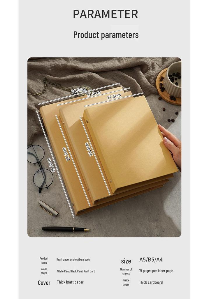 A4 Kraft Paper Cover DIY Photo Album & B5 Classmate Growth Journal