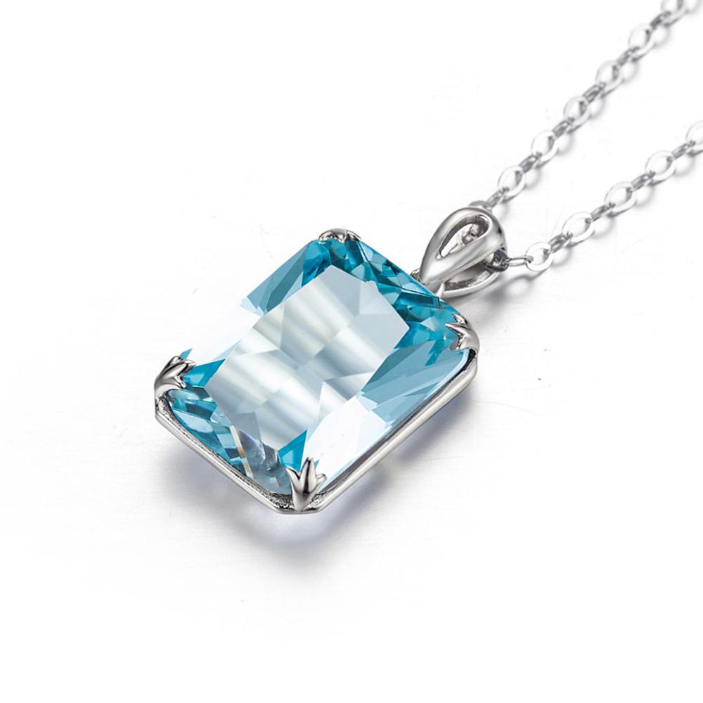 Szjinao Real 925 Silver Aquamarine Pendant For Women Gemstone Necklace Pendants Viking Handmade Undefined Fine Jewelry