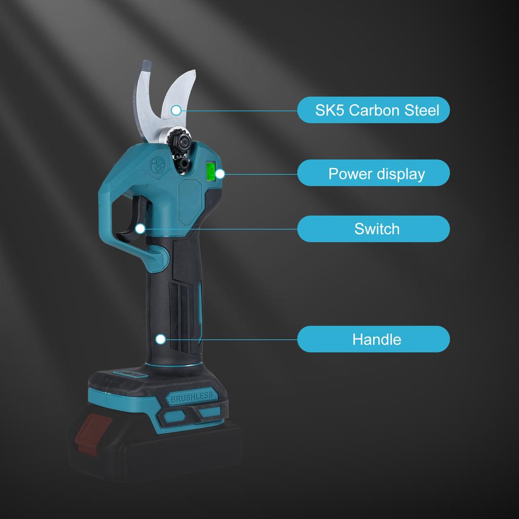 Ηλεκτρικό Κλαδευτήρι Ασύρματο Κλαδευτήρι 30mm Διάμετρος Κοπής SK5 Χάλυβας Άνθρακα Σφυρήλατο Λάμα LCD Οθόνες