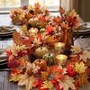 Autumn Artificial Mapple Leaves Garland Big Size Leaves Hanging Decorative Vine  Home Decoration