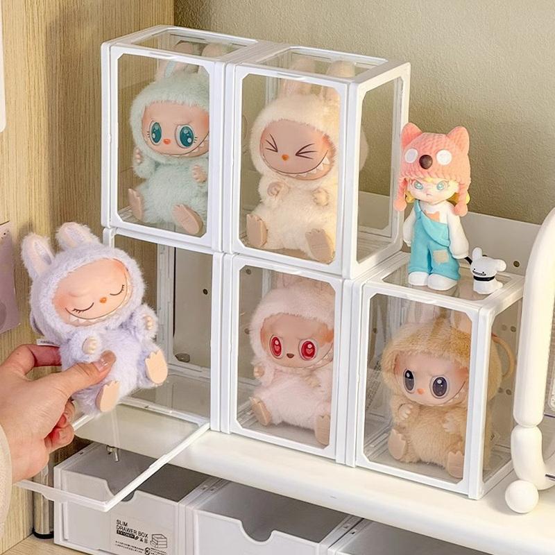 1 Stück Transparente Displaybox Blindbox Organizer Glas Aufbewahrungsboxen für Figuren Vitrine für Baumwollpuppen Ausstellschrank