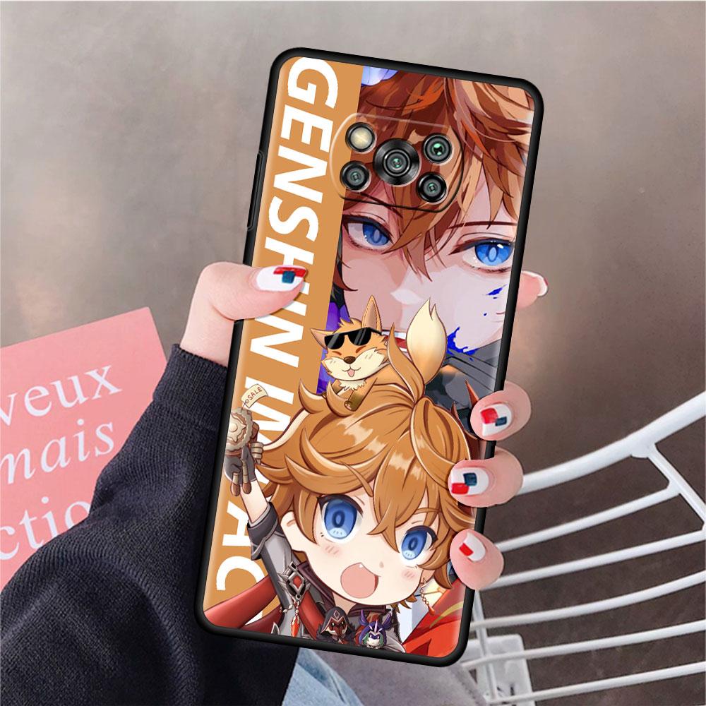 Genshin Impact Game Phone Case For Xiaomi Mi Poco X3 NFC X4 M4 M3 Pro F1 F4 F3 GT C40 11T 11 Lite 5G Fundas Black Cover