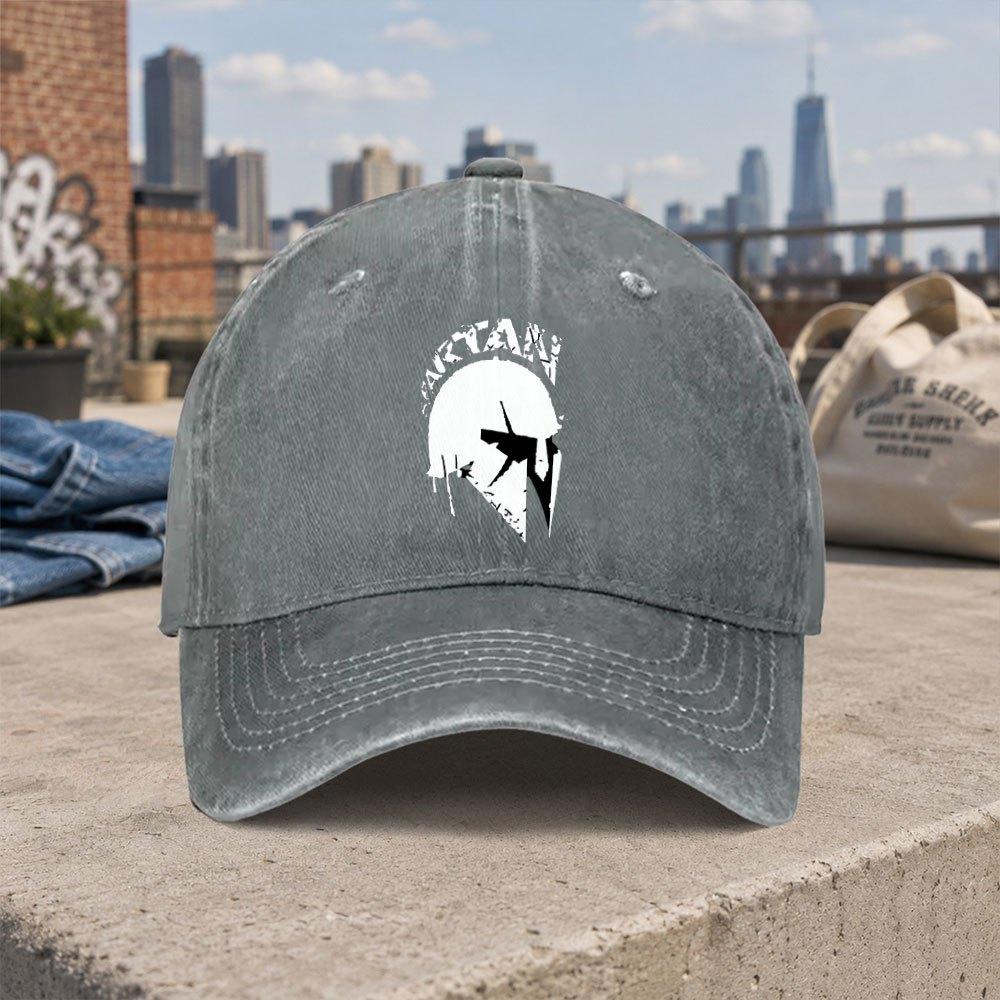Spartan Warrior Retro Washed Baseball Cap Unisex Duckbill Hat Casual Street Style Fashion Accessory