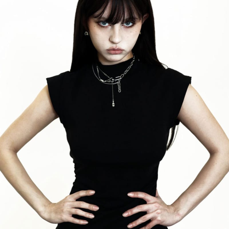 Baroque Stone three chain adjustment necklace