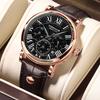 POEDAGAR Men Watch Fashion Chronograph Leather Quartz Watches Waterproof Luminous Sport Sport Wristwatch Six Needle Watch