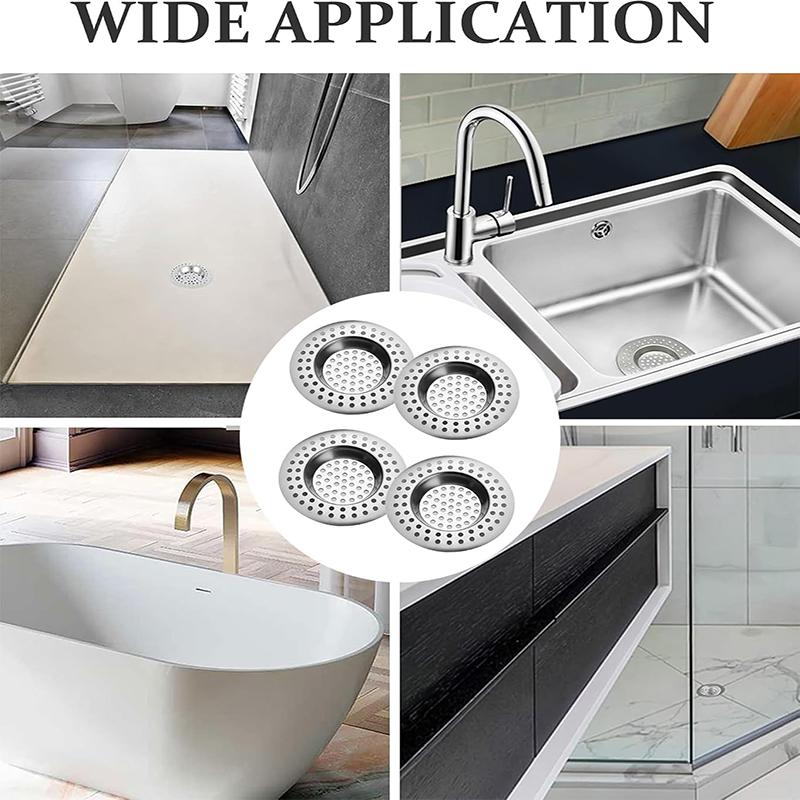4 Pcs Stainless Steel Kitchen Sink Strainer Plug Drain Hair Catcher Sink Stopper Drain Filter Standard Strainer Drain Protector