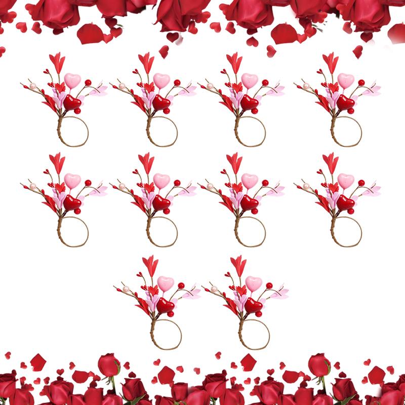 10 шт. Кольца для салфеток в форме сердца ко Дню святого Валентина, Кольцо для салфеток в форме цветка-сердца, Кольца для салфеток в форме сердца ко Дню святого Валентина, Для Дня матери