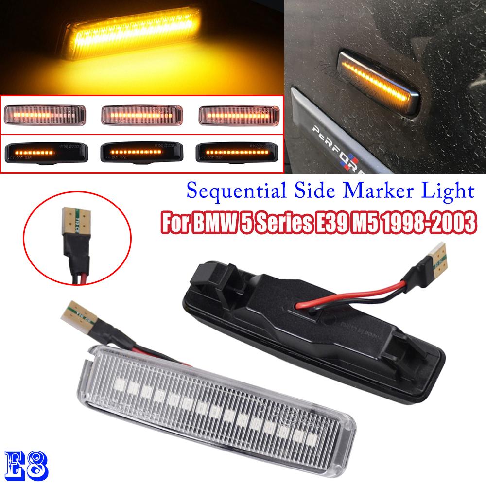 Side Marker Turn Signal Light For BMW 5 Series E39 M5 LED Dynamic Repeater Sequential Lamp Flasher Blinker 1995-2003
