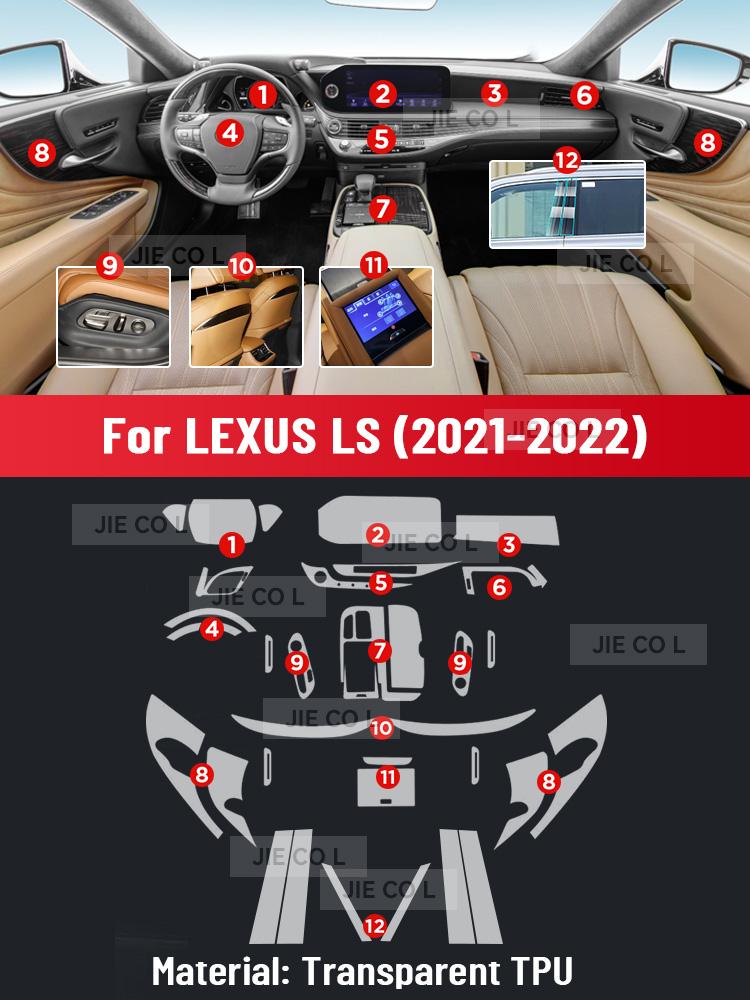 For LEXUS LS 2021 2022 Anti-scratch Car Interior Transparent TPU Film Center Console Dashboard Navigation Protector Sticker