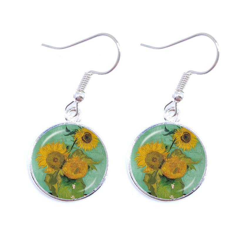 Серьги-клипсы с изображением цветущей миндальной ветки Ван Гога, украшения «Звездная ночь», «Подсолнух» для женщин, девушек, подарок