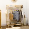 Clothes Rack Wardrobe Coat Stand With 2 Shelves 2 Hooks And 1 Hanging Bar In Bamboo