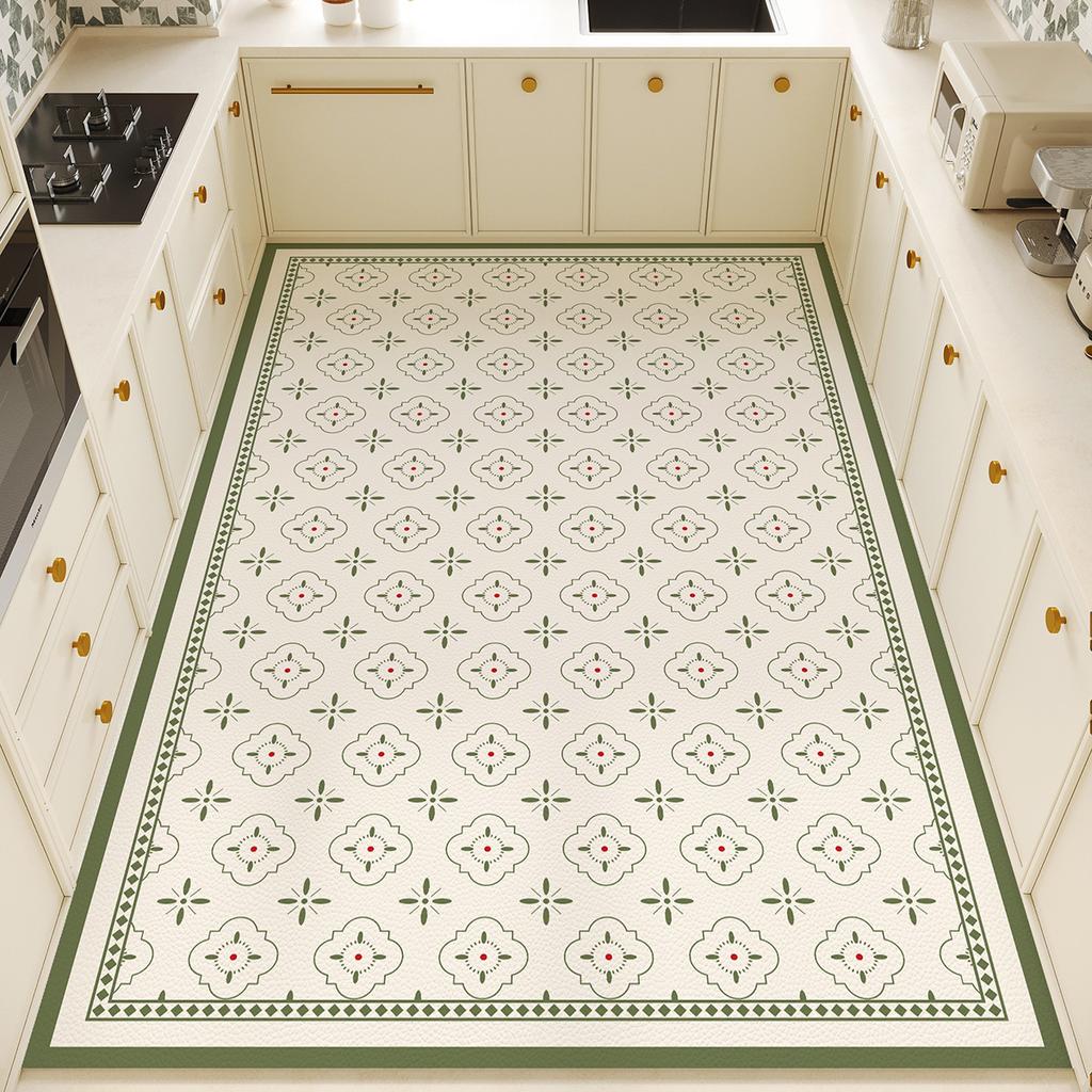 Pvc Scrubbable Leave-In Kitchen Floor Mat Non-Slip, Oil-Proof And Waterproof Household Floor Mat Foyer Entry Anti-Dirty Leather Carpet